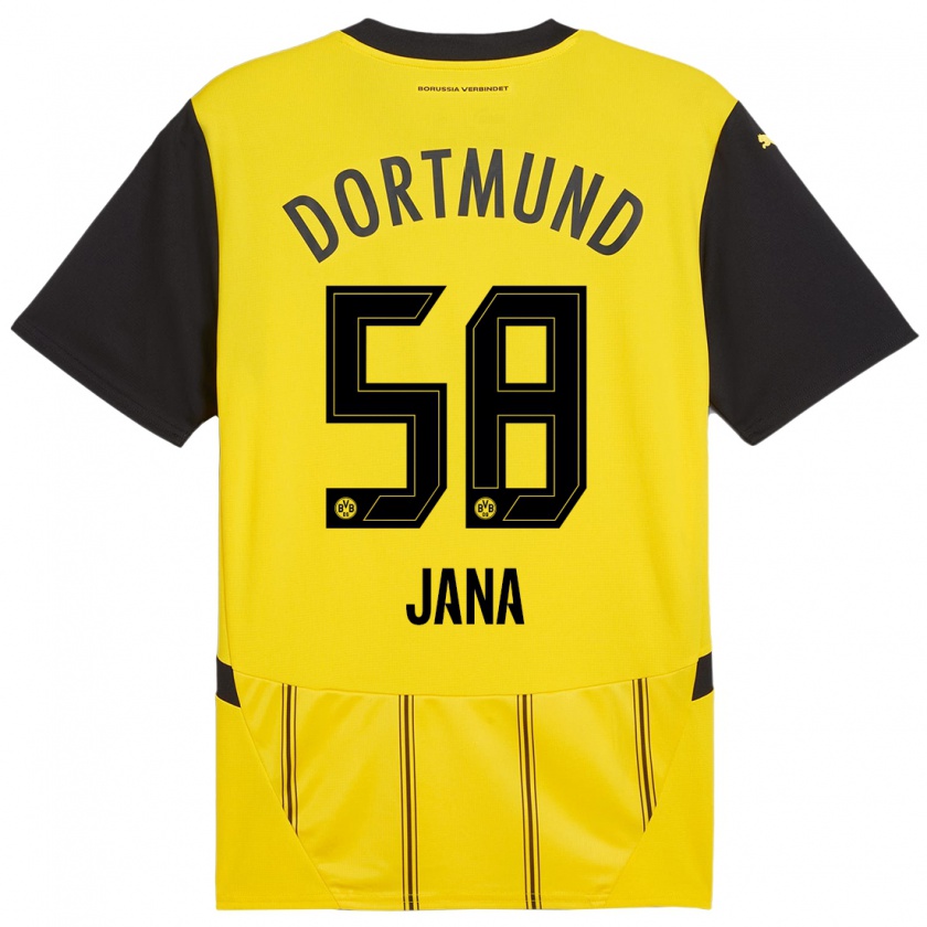 Kandiny Enfant Maillot Nordberg Jana #58 Jaune Noir Tenues Domicile 2024/25 T-Shirt