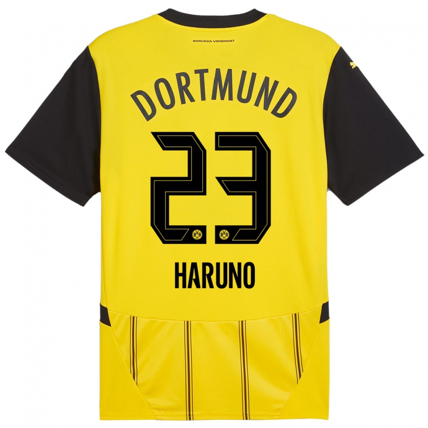 Kandiny Enfant Maillot Sasaki Haruno #23 Jaune Noir Tenues Domicile 2024/25 T-Shirt