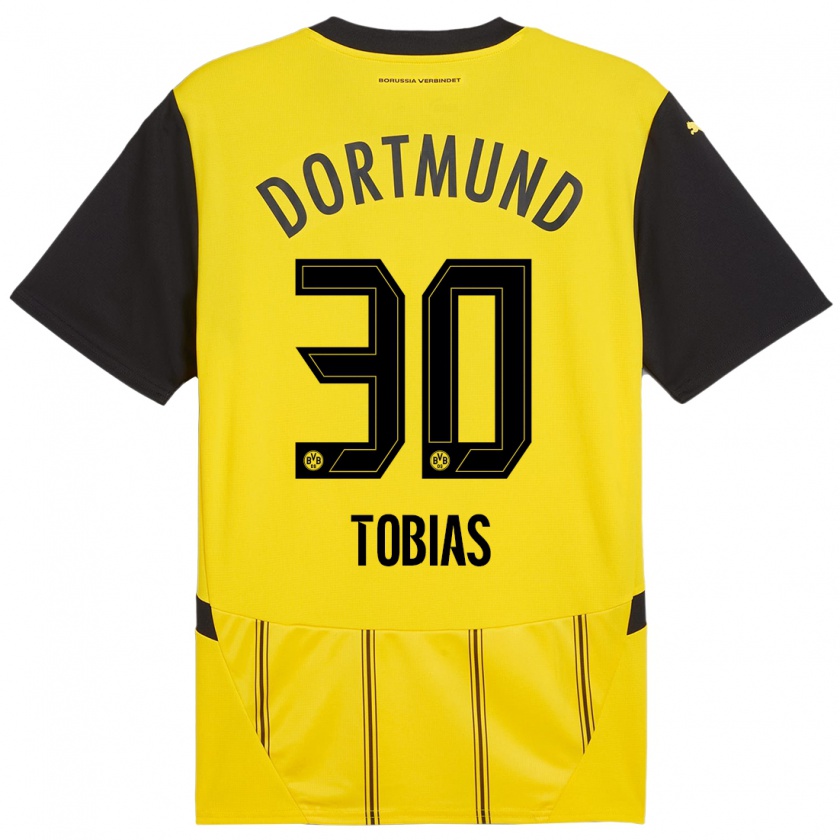 Kandiny Enfant Maillot Vogt Tobias #30 Jaune Noir Tenues Domicile 2024/25 T-Shirt