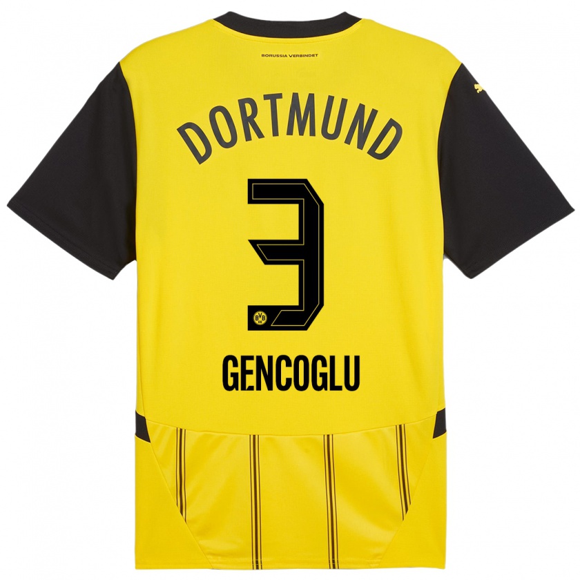 Kandiny Enfant Maillot Tekin Gencoglu #3 Jaune Noir Tenues Domicile 2024/25 T-Shirt