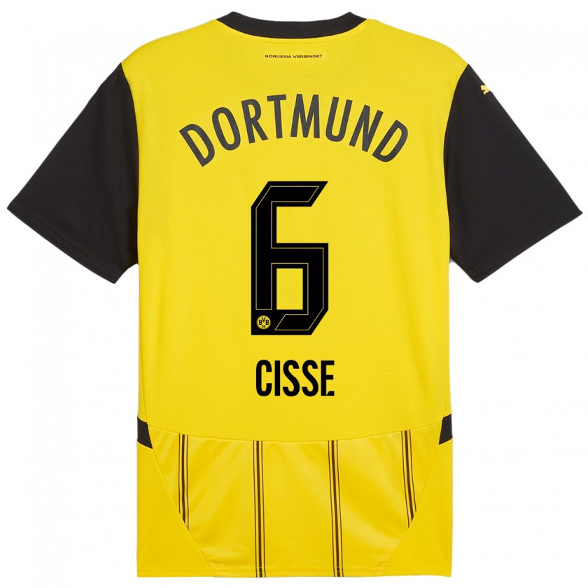 Kandiny Enfant Maillot Faroukou Cisse #6 Jaune Noir Tenues Domicile 2024/25 T-Shirt