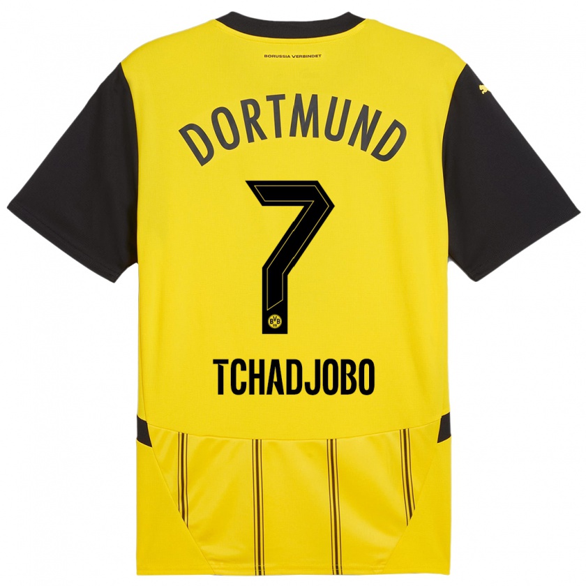 Kandiny Enfant Maillot Dia Tchadjobo #7 Jaune Noir Tenues Domicile 2024/25 T-Shirt