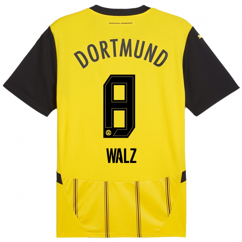 Kandiny Enfant Maillot Vasco Walz #8 Jaune Noir Tenues Domicile 2024/25 T-Shirt