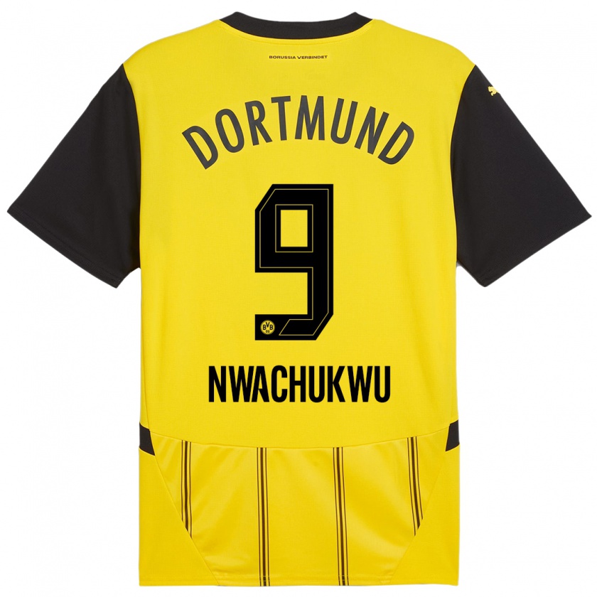 Kandiny Enfant Maillot Isaak Nwachukwu #9 Jaune Noir Tenues Domicile 2024/25 T-Shirt