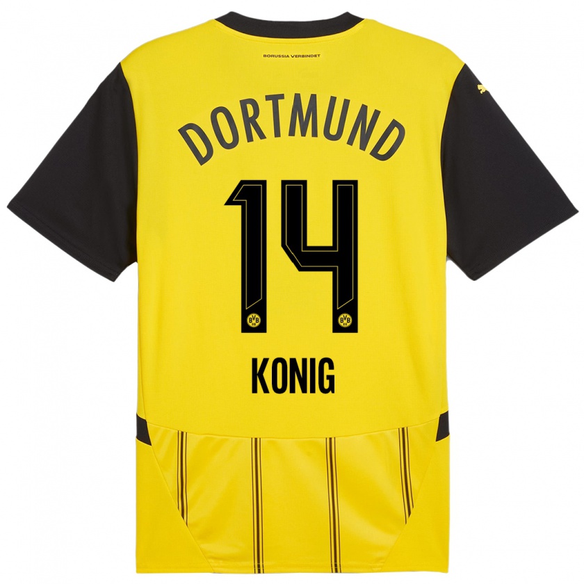 Kandiny Enfant Maillot Raul Konig #14 Jaune Noir Tenues Domicile 2024/25 T-Shirt