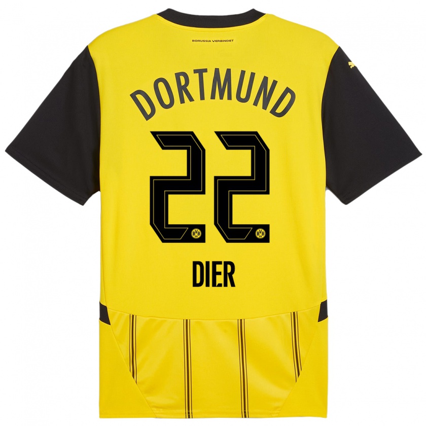 Kandiny Enfant Maillot Henrik Dier #22 Jaune Noir Tenues Domicile 2024/25 T-Shirt