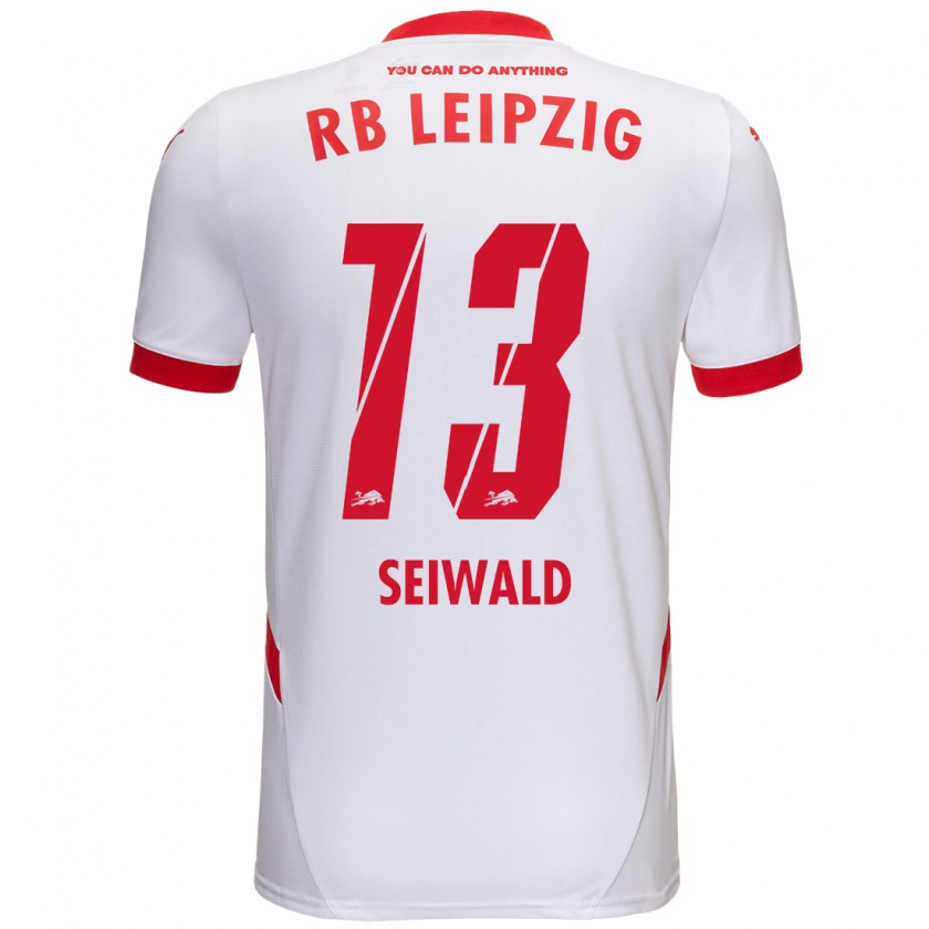 Kandiny Enfant Maillot Nicolas Seiwald #13 Blanc Rouge Tenues Domicile 2024/25 T-Shirt