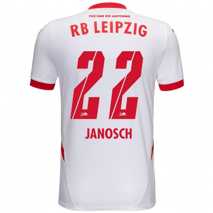 Kandiny Enfant Maillot Luca Janosch #22 Blanc Rouge Tenues Domicile 2024/25 T-Shirt