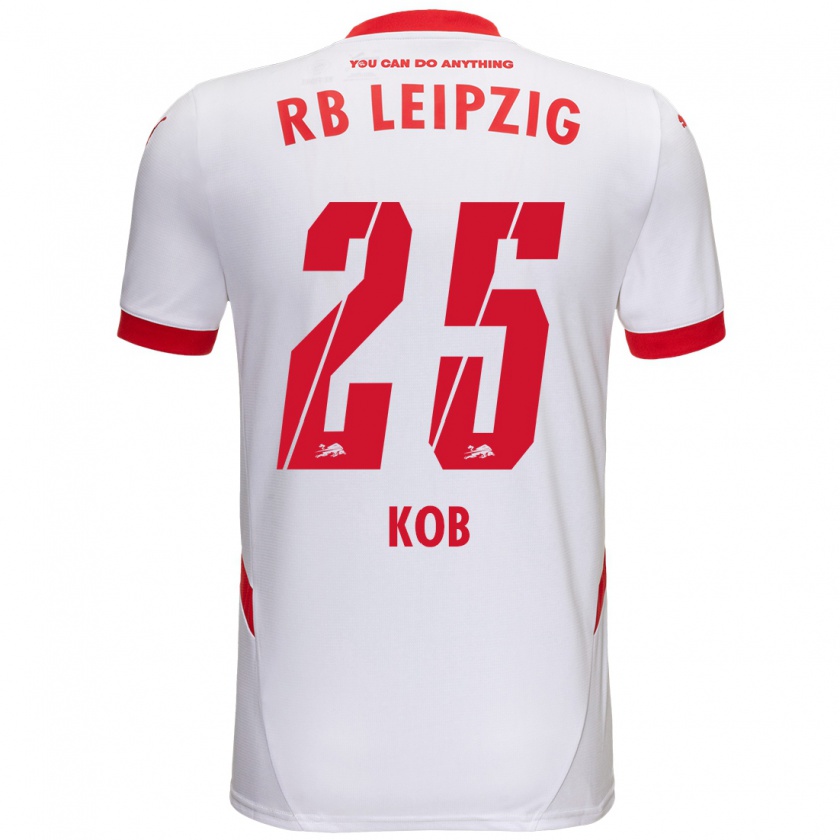 Kandiny Enfant Maillot Leon Koß #25 Blanc Rouge Tenues Domicile 2024/25 T-Shirt