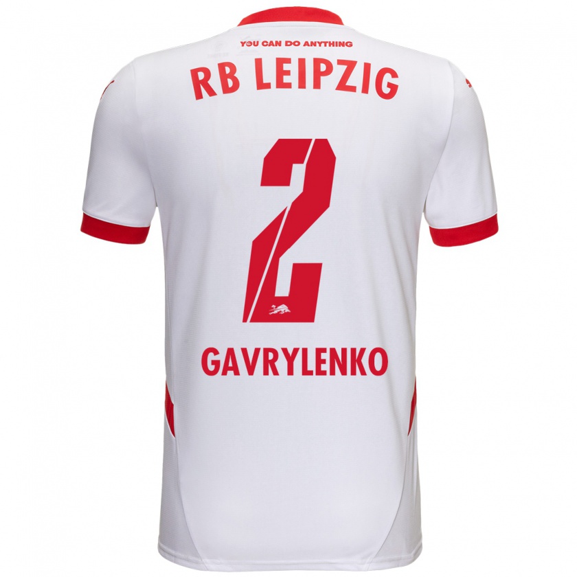 Kandiny Enfant Maillot Oleksandr Gavrylenko #2 Blanc Rouge Tenues Domicile 2024/25 T-Shirt