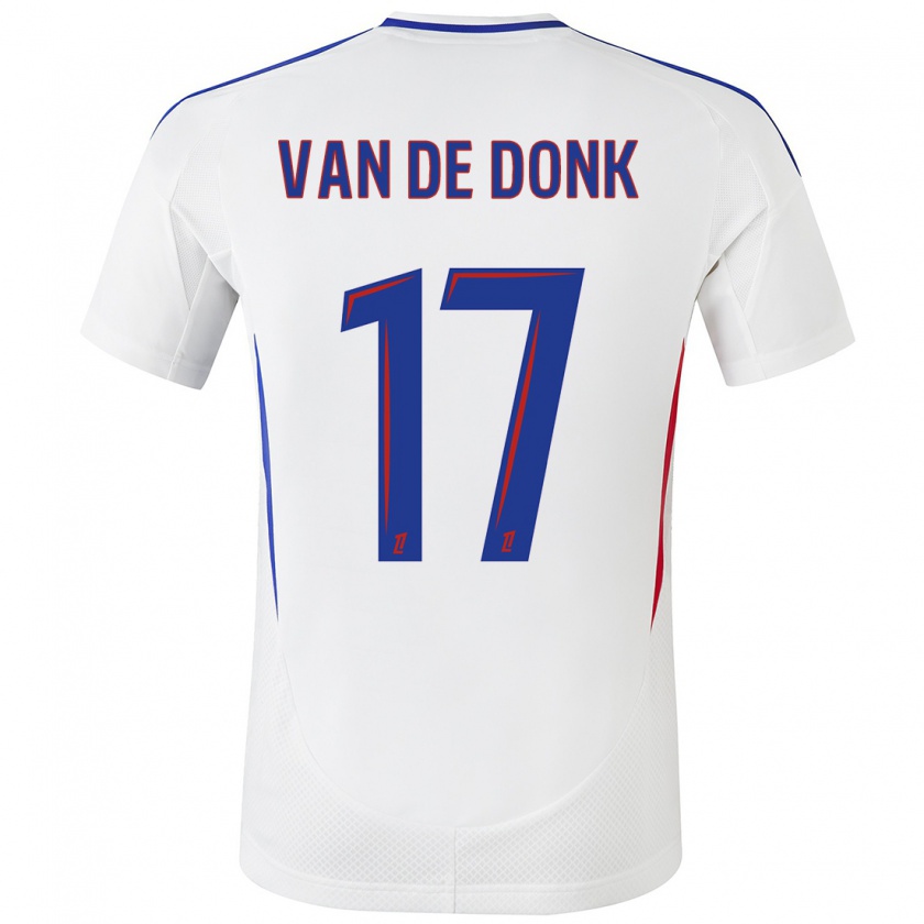 Kandiny Enfant Maillot Daniëlle Van De Donk #17 Blanc Bleu Tenues Domicile 2024/25 T-Shirt