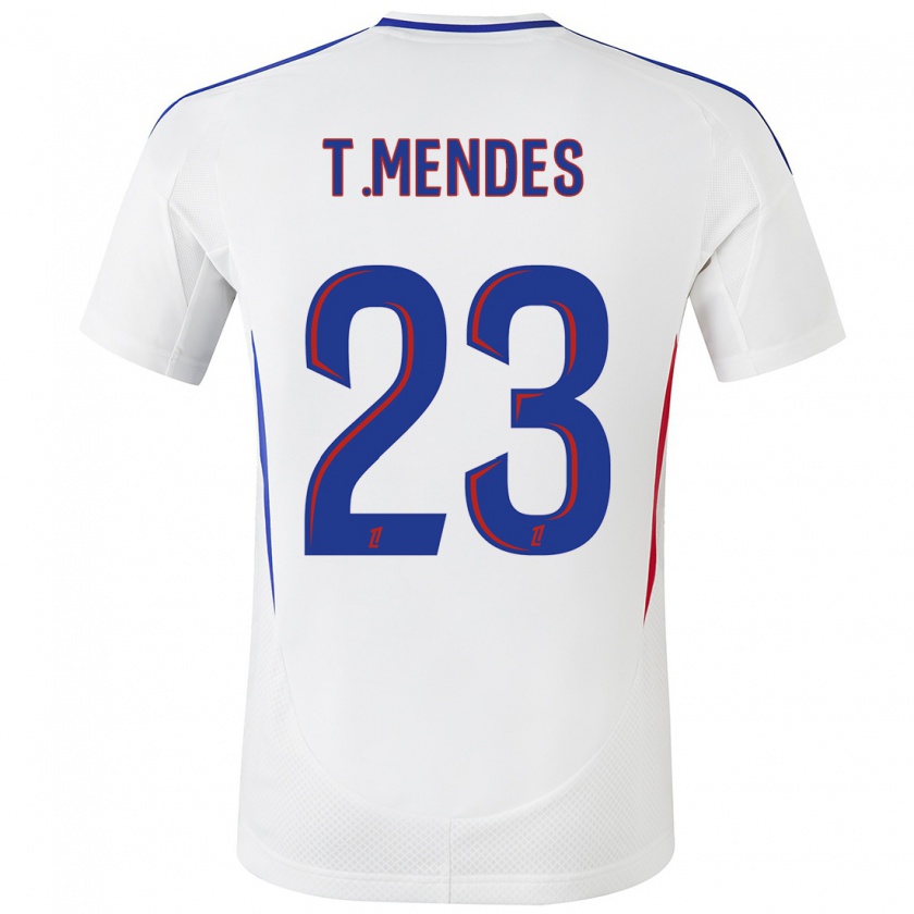 Kandiny Enfant Maillot Thiago Mendes #23 Blanc Bleu Tenues Domicile 2024/25 T-Shirt