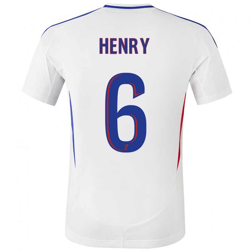 Kandiny Enfant Maillot Amandine Henry #6 Blanc Bleu Tenues Domicile 2024/25 T-Shirt