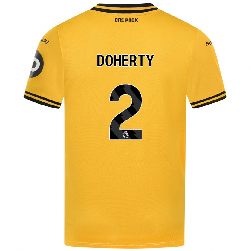 Kandiny Enfant Maillot Matt Doherty #2 Jaune Tenues Domicile 2024/25 T-Shirt