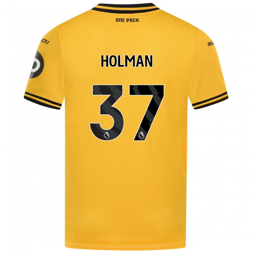 Kandiny Enfant Maillot Fletcher Holman #37 Jaune Tenues Domicile 2024/25 T-Shirt