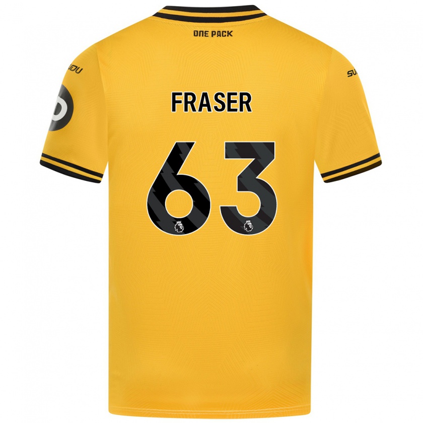 Kandiny Enfant Maillot Nathan Fraser #63 Jaune Tenues Domicile 2024/25 T-Shirt