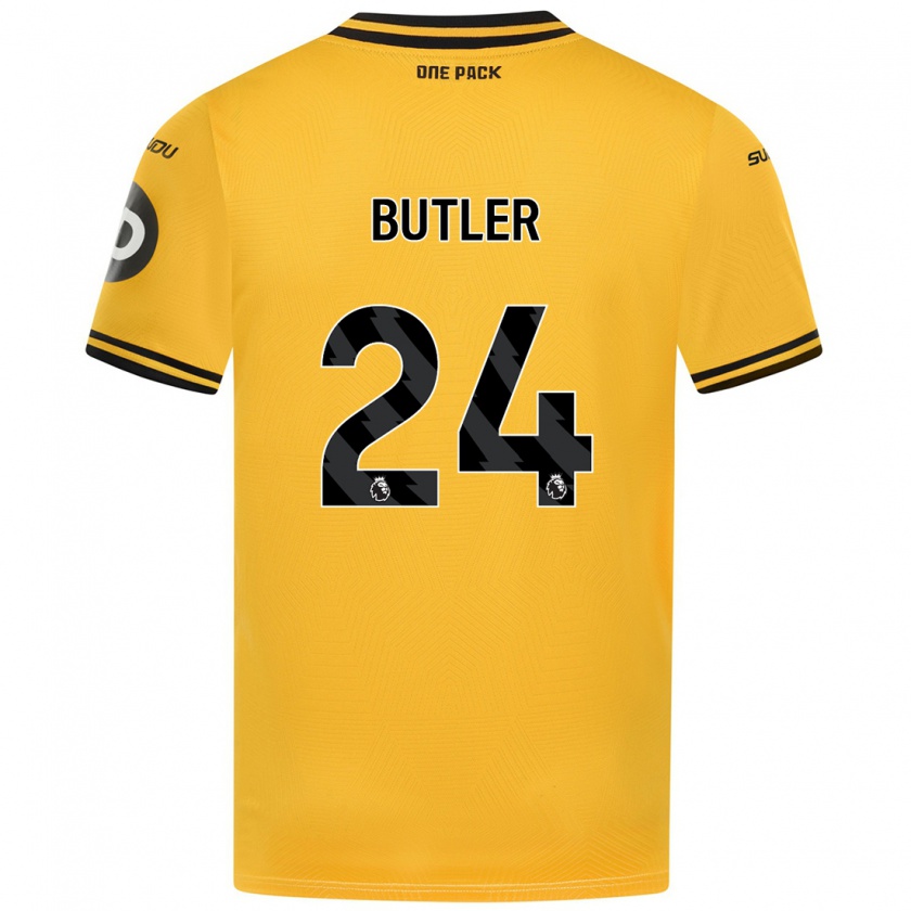 Kandiny Enfant Maillot Elli Butler #24 Jaune Tenues Domicile 2024/25 T-Shirt