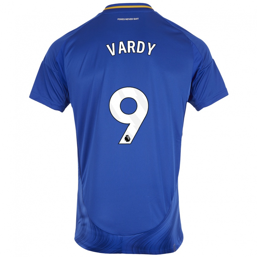 Kandiny Enfant Maillot Jamie Vardy #9 Bleu Blanc Tenues Domicile 2024/25 T-Shirt