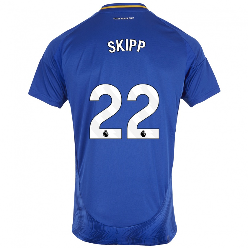 Kandiny Enfant Maillot Oliver Skipp #22 Bleu Blanc Tenues Domicile 2024/25 T-Shirt