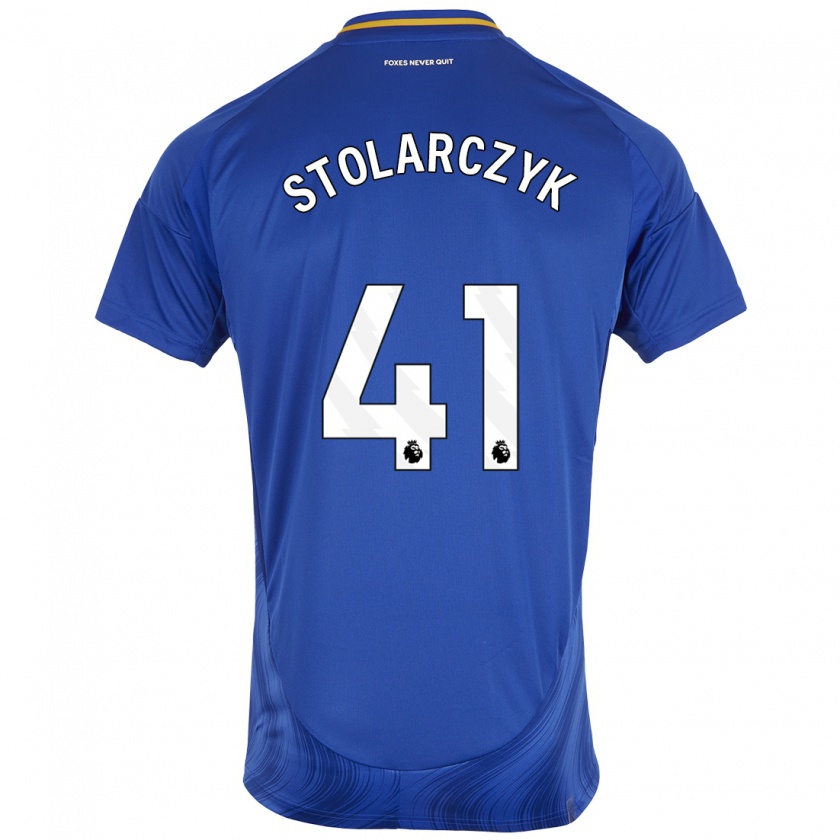 Kandiny Enfant Maillot Jakub Stolarczyk #41 Bleu Blanc Tenues Domicile 2024/25 T-Shirt