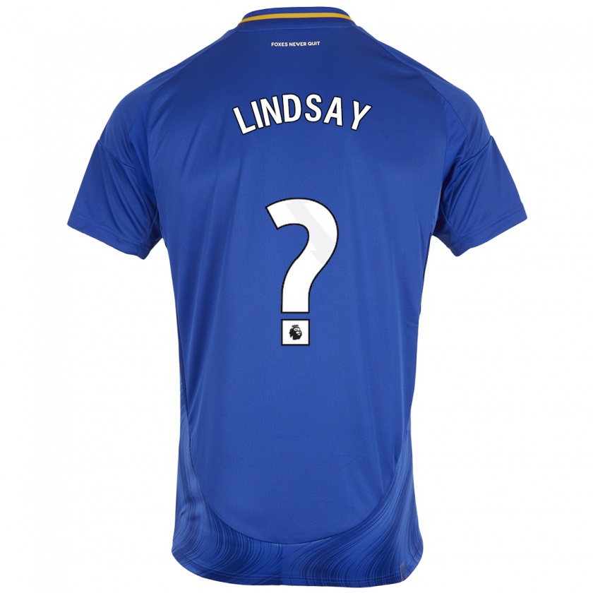 Kandiny Enfant Maillot Jahmari Lindsay #0 Bleu Blanc Tenues Domicile 2024/25 T-Shirt