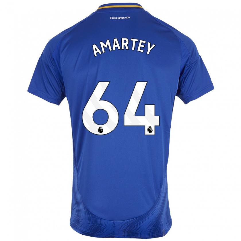 Kandiny Enfant Maillot Bobby Amartey #64 Bleu Blanc Tenues Domicile 2024/25 T-Shirt