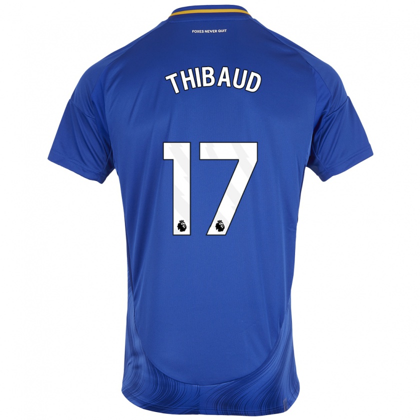 Kandiny Enfant Maillot Julie Thibaud #17 Bleu Blanc Tenues Domicile 2024/25 T-Shirt