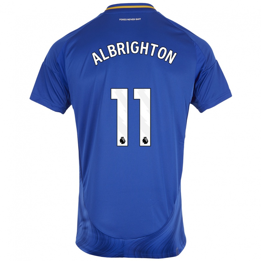 Kandiny Enfant Maillot Marc Albrighton #11 Bleu Blanc Tenues Domicile 2024/25 T-Shirt