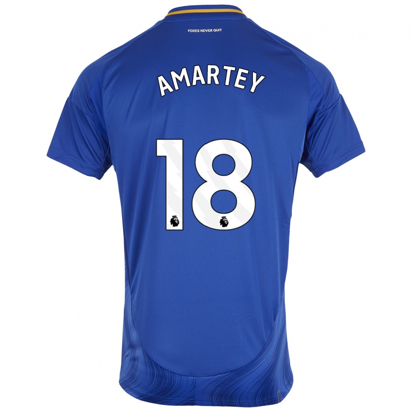 Kandiny Enfant Maillot Daniel Amartey #18 Bleu Blanc Tenues Domicile 2024/25 T-Shirt