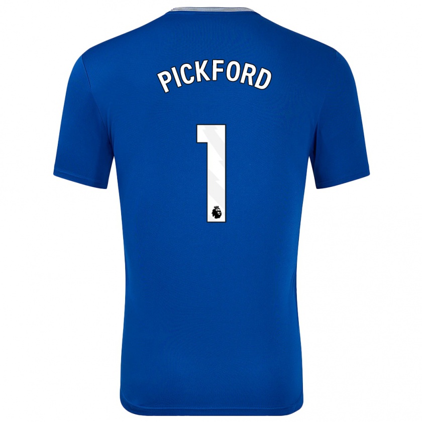 Kandiny Enfant Maillot Jordan Pickford #1 Bleu Avec Tenues Domicile 2024/25 T-Shirt