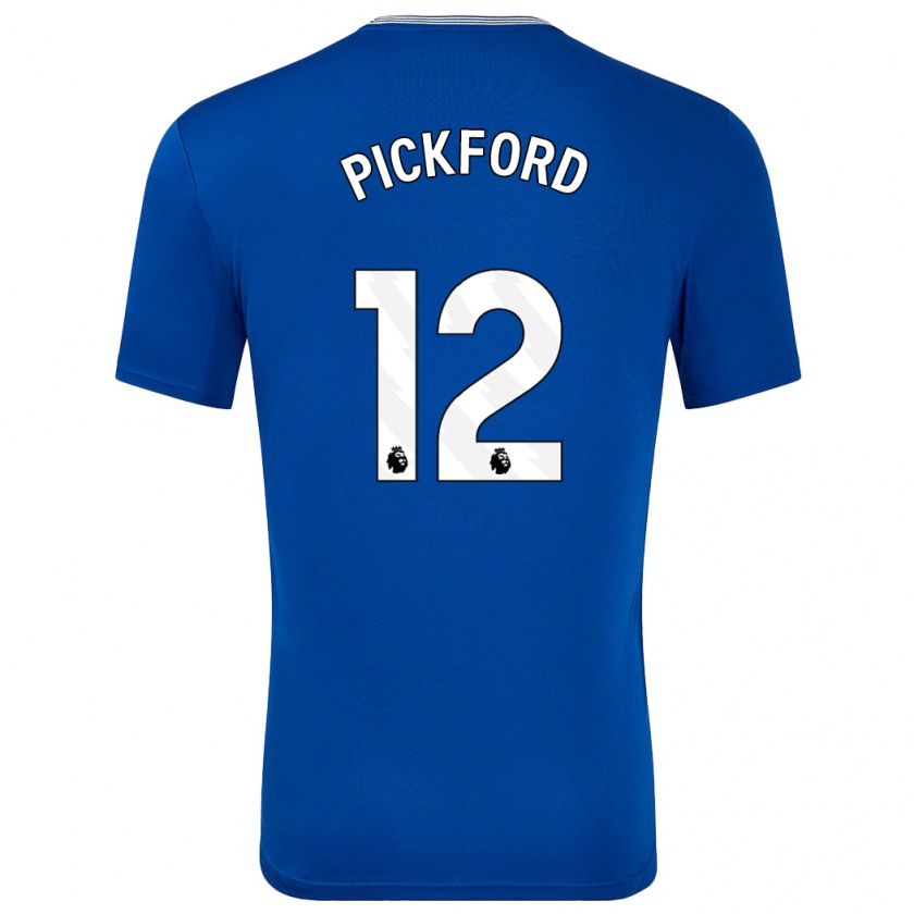 Kandiny Enfant Maillot Jordan Pickford #12 Bleu Avec Tenues Domicile 2024/25 T-Shirt