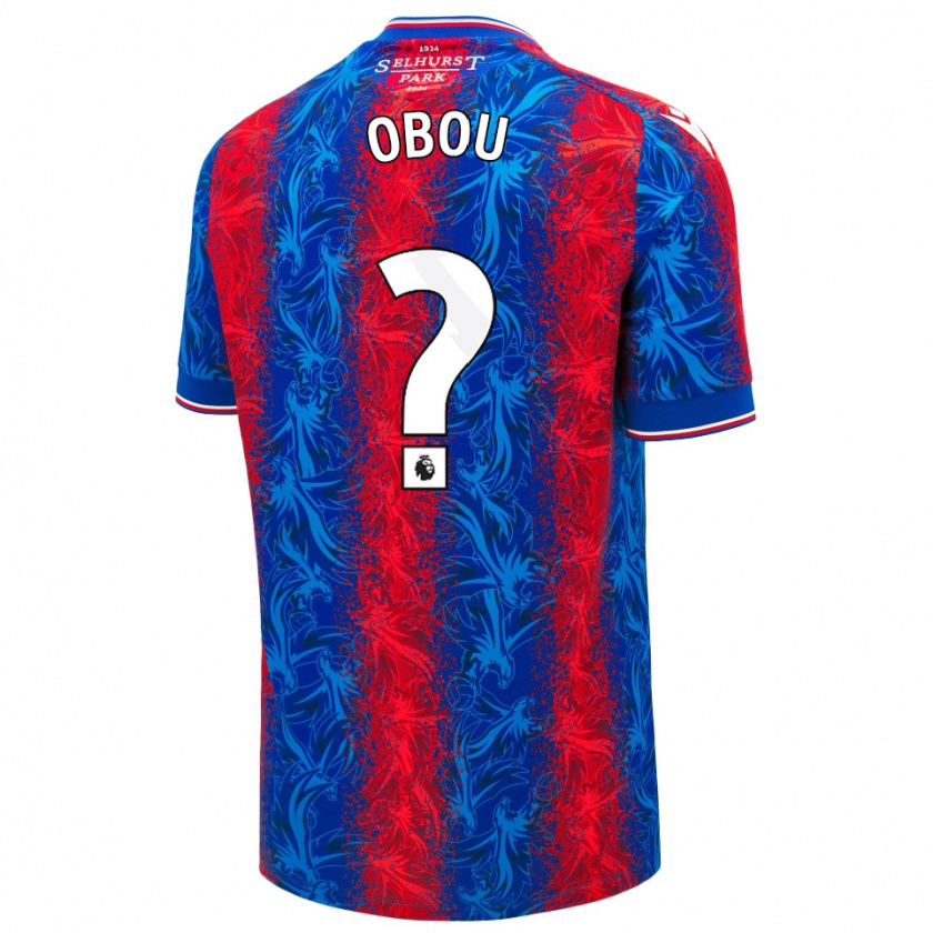 Kandiny Enfant Maillot David Obou #0 Rayures Rouges Et Bleues Tenues Domicile 2024/25 T-Shirt