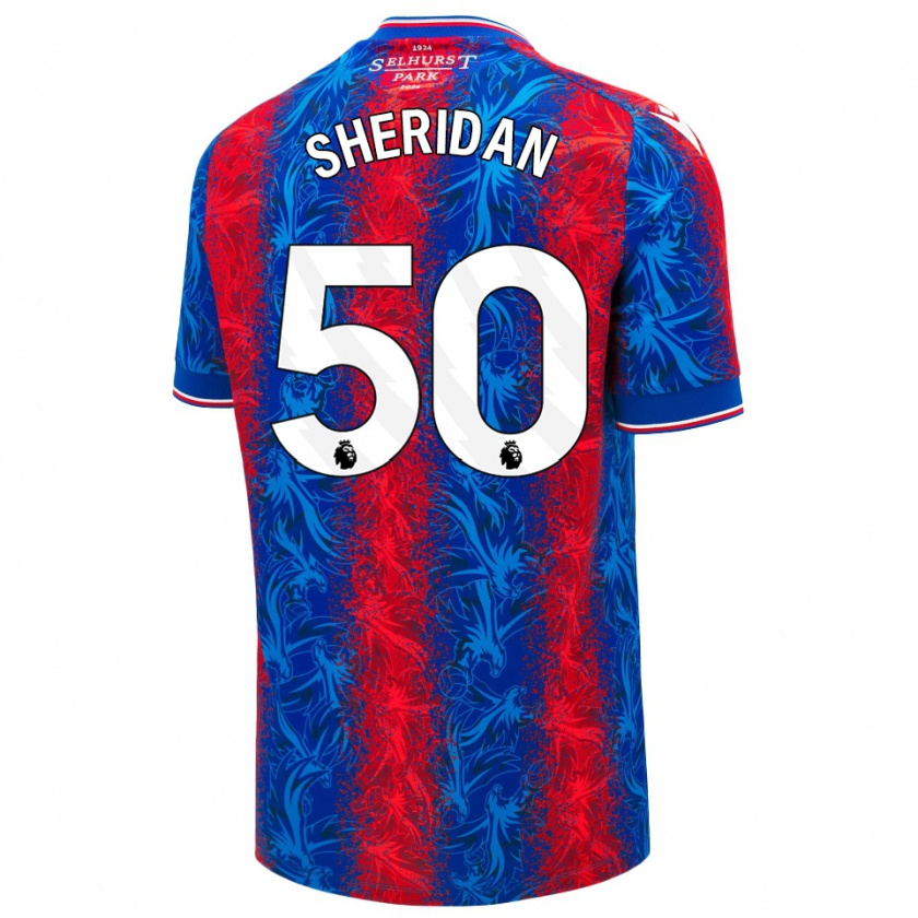 Kandiny Enfant Maillot Joe Sheridan #50 Rayures Rouges Et Bleues Tenues Domicile 2024/25 T-Shirt