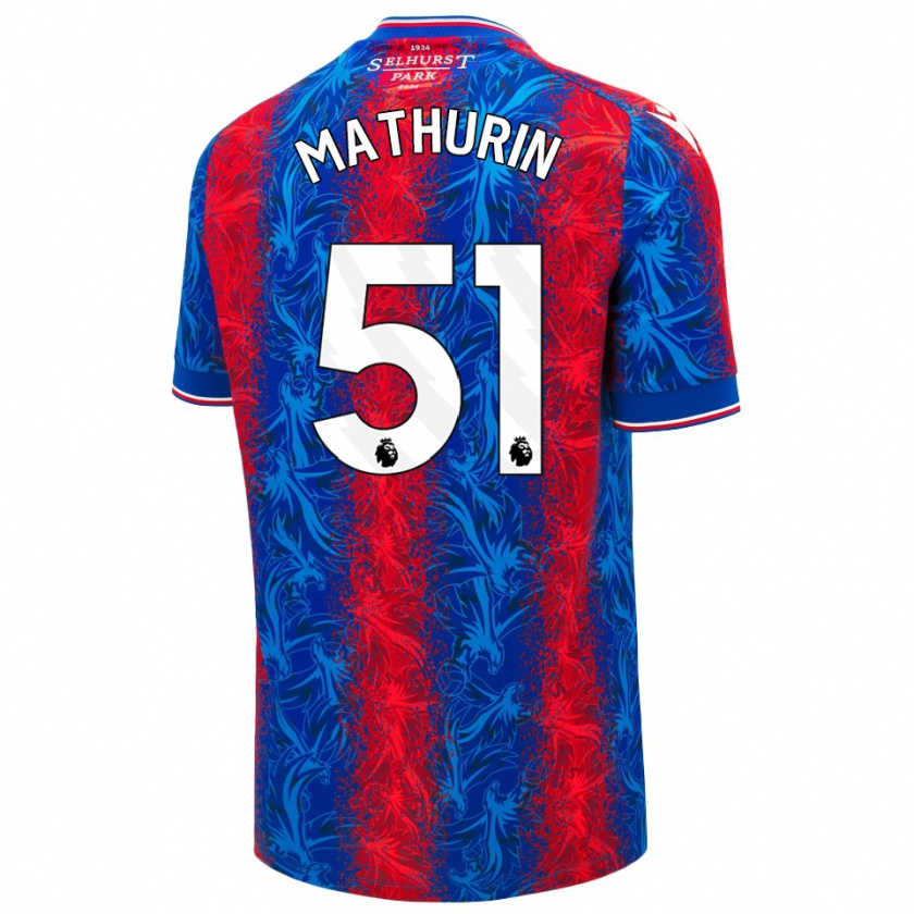 Kandiny Enfant Maillot Roshaun Mathurin #51 Rayures Rouges Et Bleues Tenues Domicile 2024/25 T-Shirt