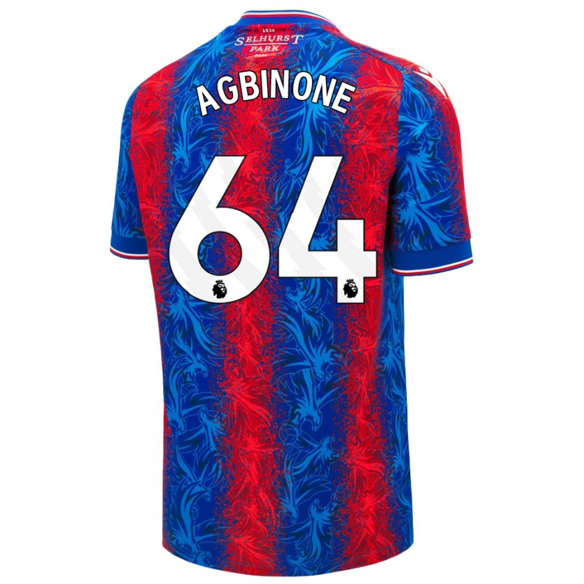 Kandiny Enfant Maillot Asher Agbinone #64 Rayures Rouges Et Bleues Tenues Domicile 2024/25 T-Shirt