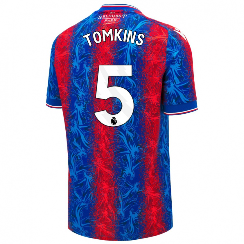 Kandiny Enfant Maillot James Tomkins #5 Rayures Rouges Et Bleues Tenues Domicile 2024/25 T-Shirt