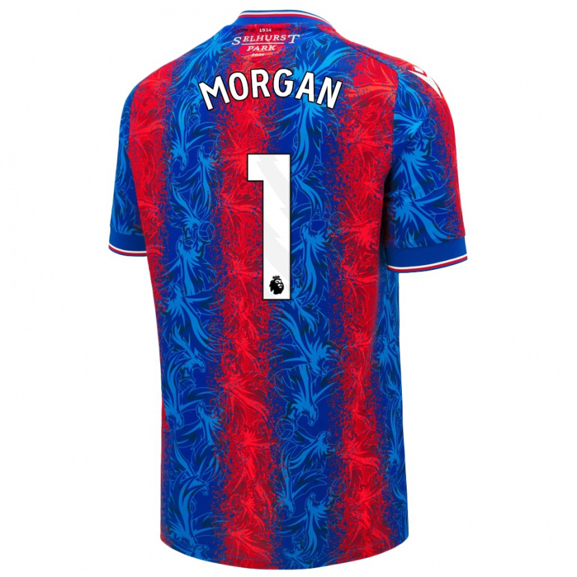 Kandiny Enfant Maillot Chloe Morgan #1 Rayures Rouges Et Bleues Tenues Domicile 2024/25 T-Shirt