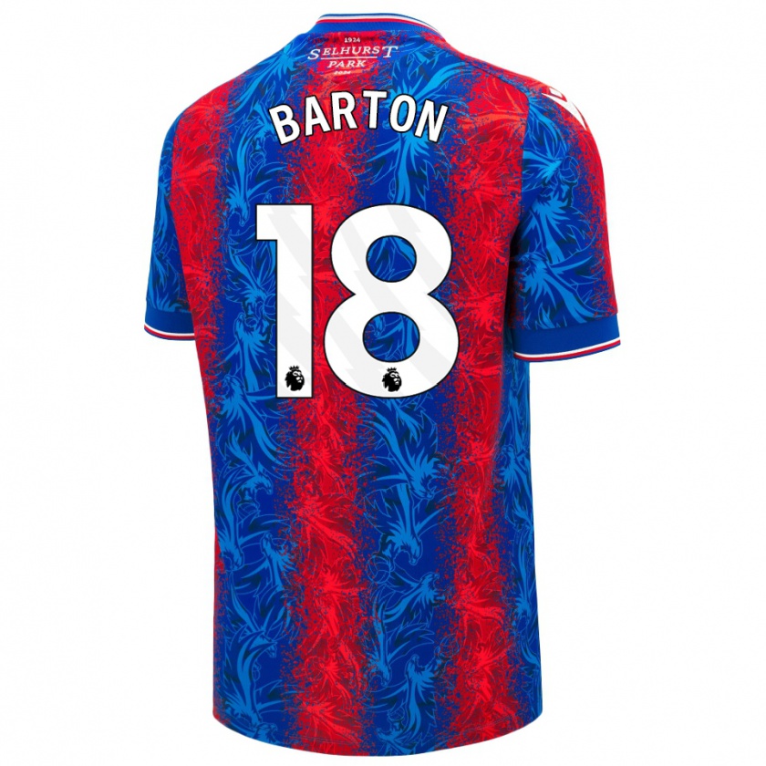 Kandiny Enfant Maillot Kirsty Barton #18 Rayures Rouges Et Bleues Tenues Domicile 2024/25 T-Shirt