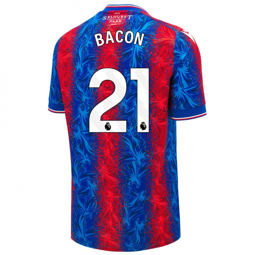 Kandiny Enfant Maillot Skye Bacon #21 Rayures Rouges Et Bleues Tenues Domicile 2024/25 T-Shirt