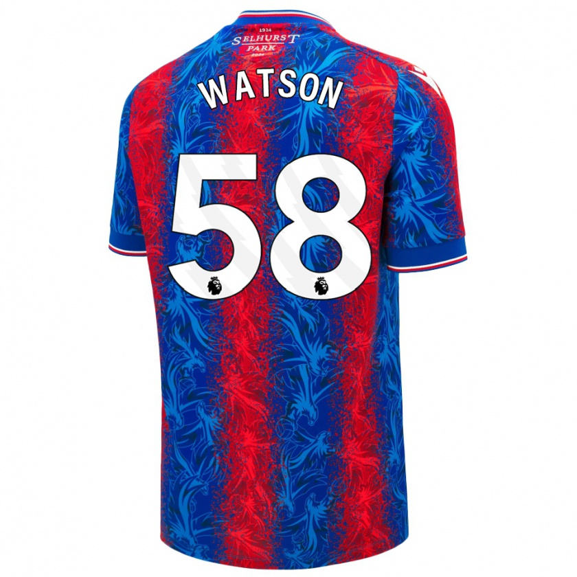 Kandiny Enfant Maillot Noah Watson #58 Rayures Rouges Et Bleues Tenues Domicile 2024/25 T-Shirt