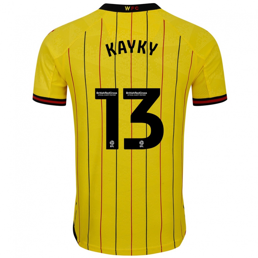 Kandiny Enfant Maillot Kayky Almeida #13 Jaune Et Noir Tenues Domicile 2024/25 T-Shirt