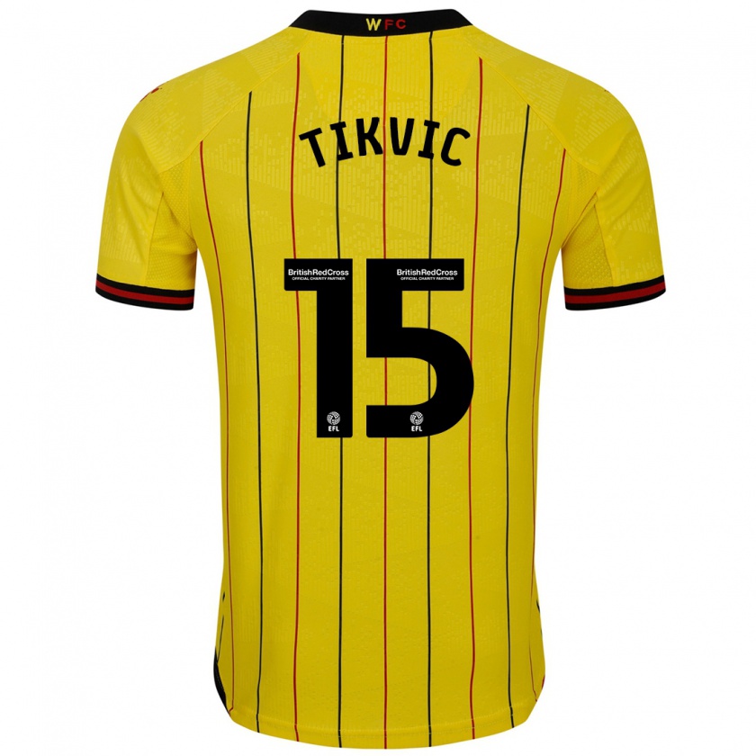 Kandiny Enfant Maillot Antonio Tikvic #15 Jaune Et Noir Tenues Domicile 2024/25 T-Shirt