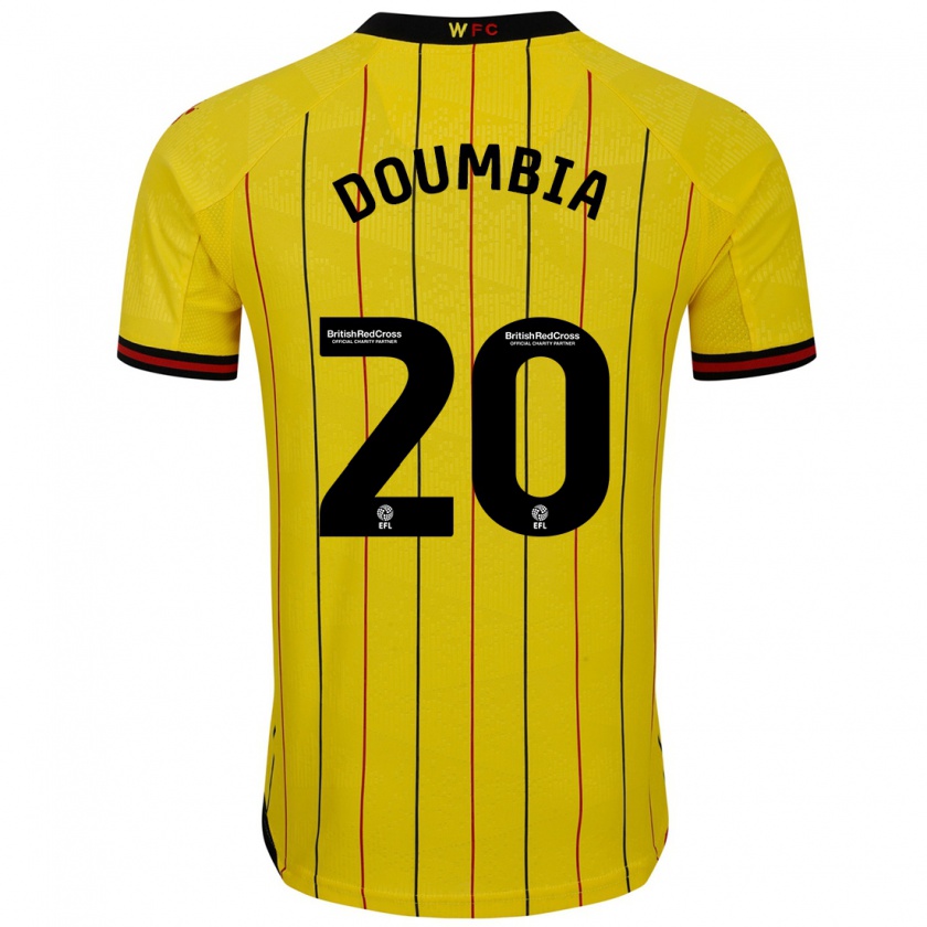 Kandiny Enfant Maillot Mamadou Doumbia #20 Jaune Et Noir Tenues Domicile 2024/25 T-Shirt