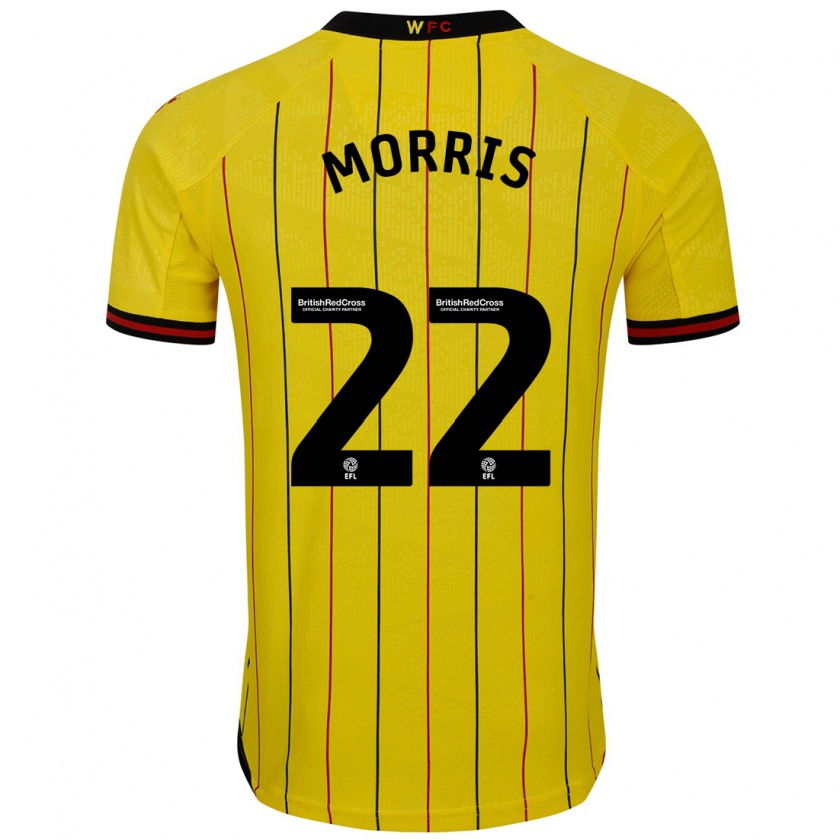 Kandiny Enfant Maillot James Morris #22 Jaune Et Noir Tenues Domicile 2024/25 T-Shirt