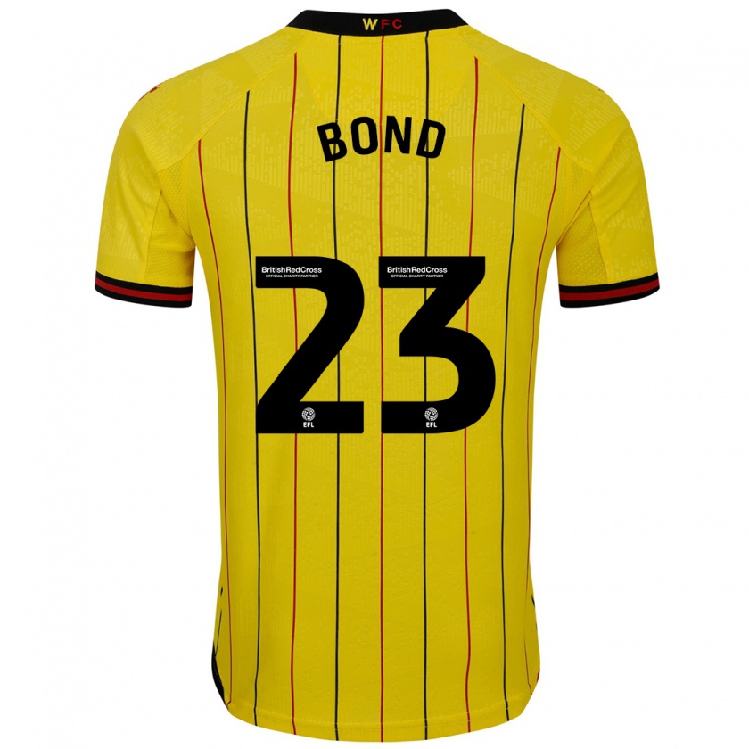 Kandiny Enfant Maillot Jonathan Bond #23 Jaune Et Noir Tenues Domicile 2024/25 T-Shirt