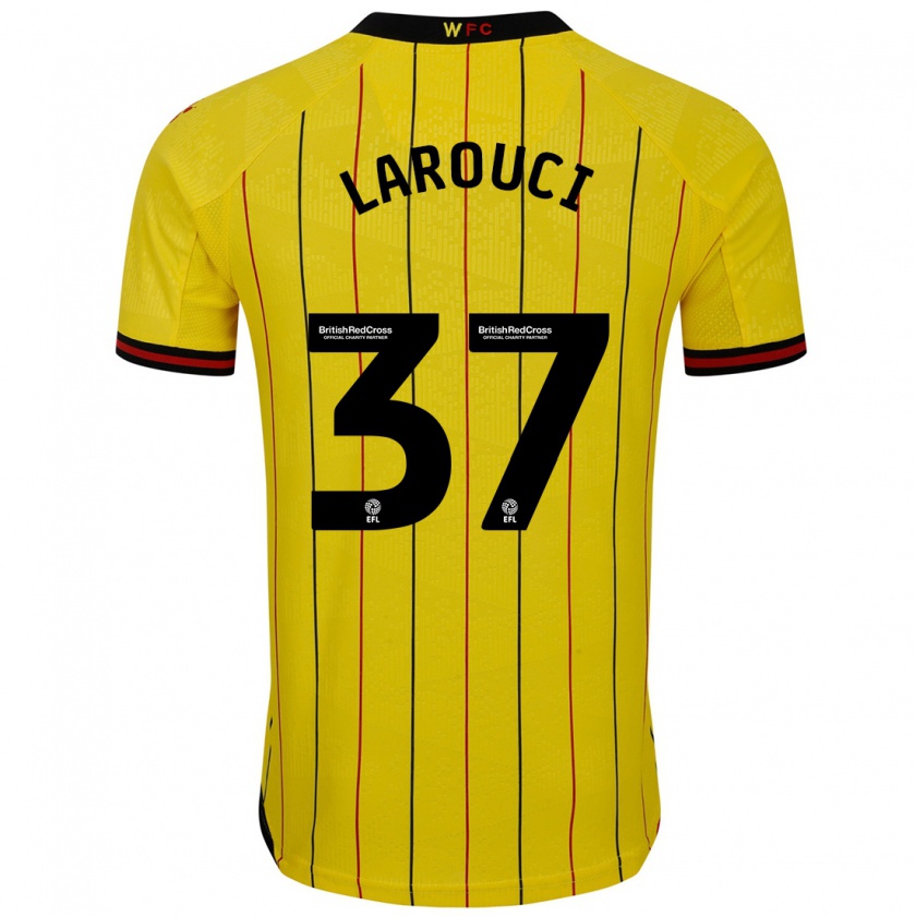 Kandiny Enfant Maillot Yasser Larouci #37 Jaune Et Noir Tenues Domicile 2024/25 T-Shirt