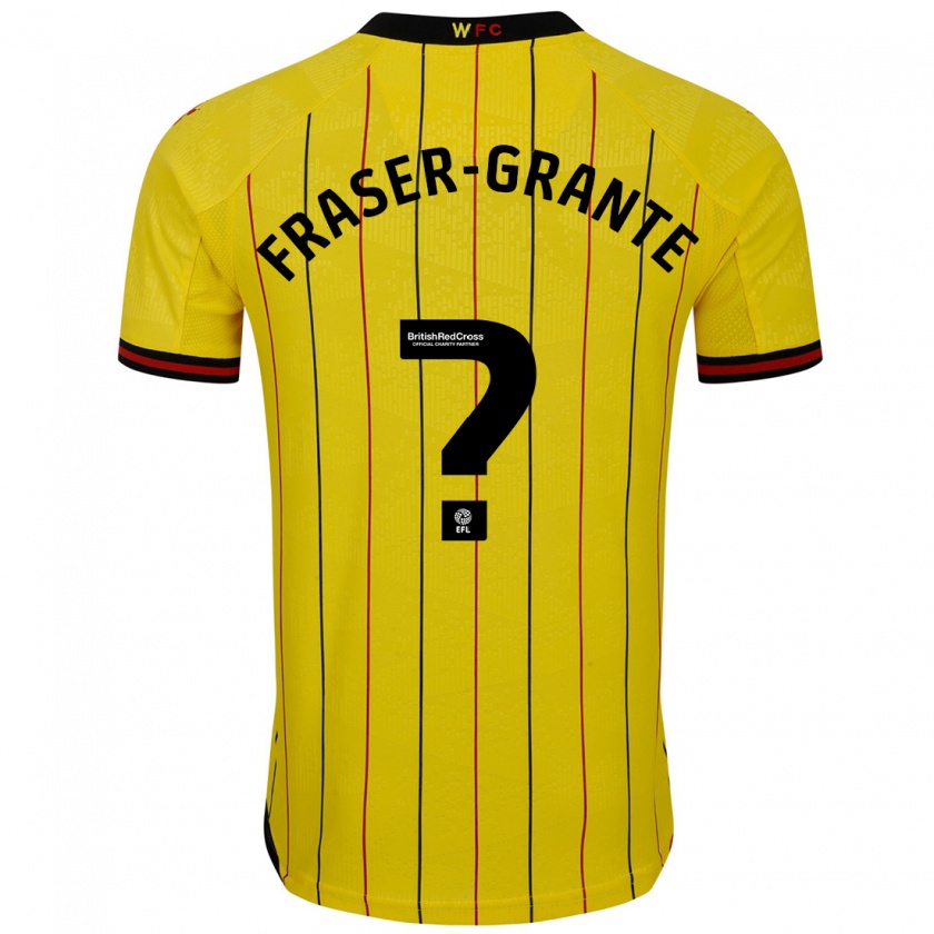 Kandiny Enfant Maillot Zak Fraser-Grante #0 Jaune Et Noir Tenues Domicile 2024/25 T-Shirt