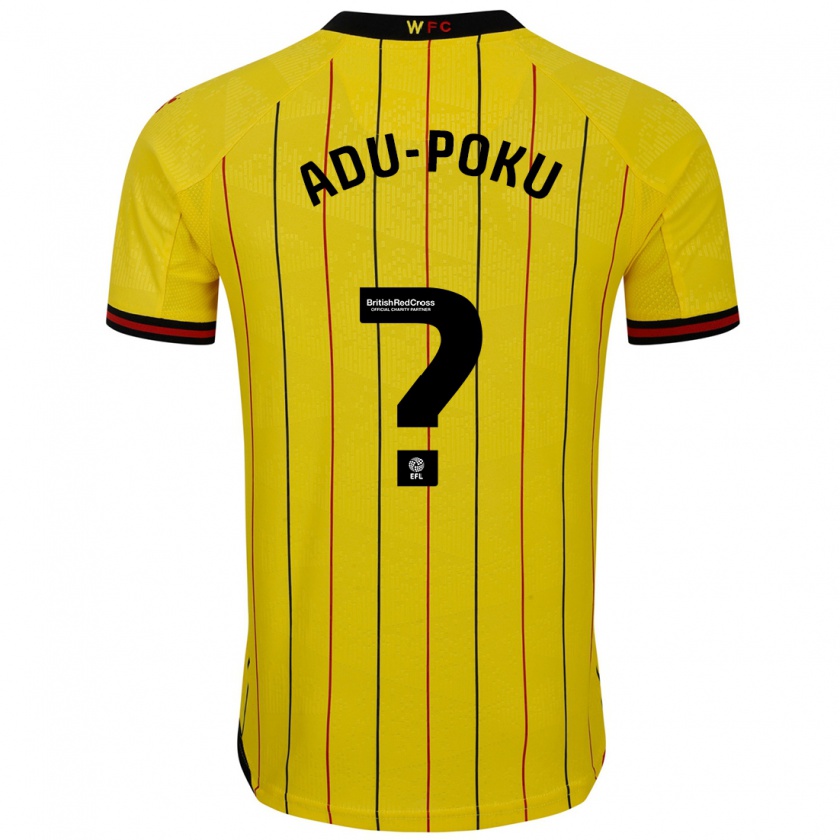 Kandiny Enfant Maillot Michael Adu-Poku #0 Jaune Et Noir Tenues Domicile 2024/25 T-Shirt