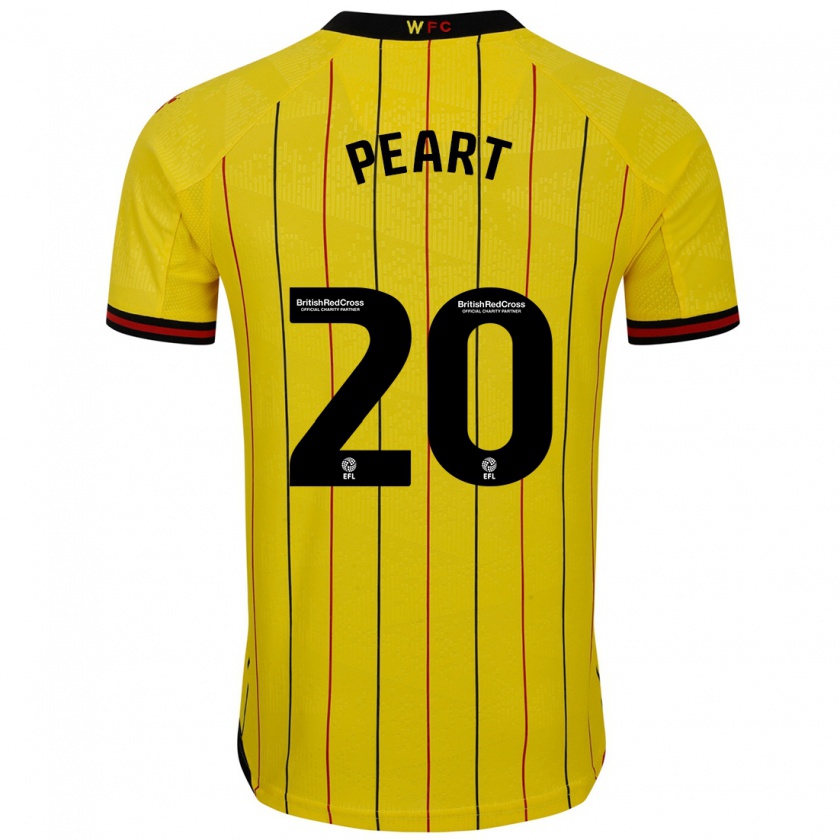 Kandiny Enfant Maillot Kalani Peart #20 Jaune Et Noir Tenues Domicile 2024/25 T-Shirt