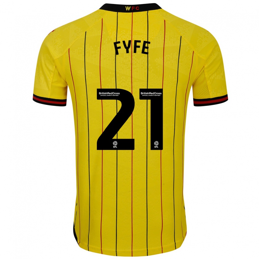 Kandiny Enfant Maillot Flo Fyfe #21 Jaune Et Noir Tenues Domicile 2024/25 T-Shirt